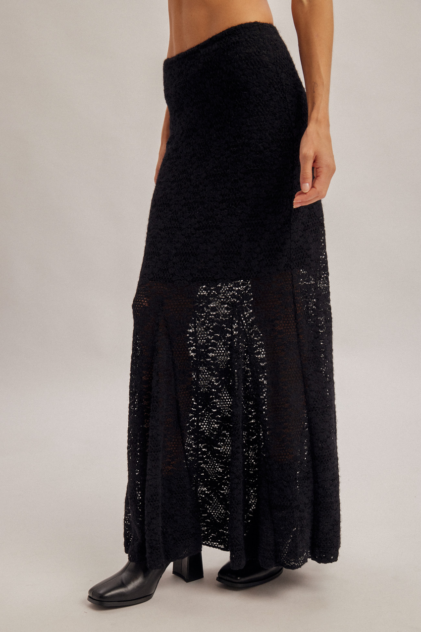 39540 Black Lace Midi Skirt