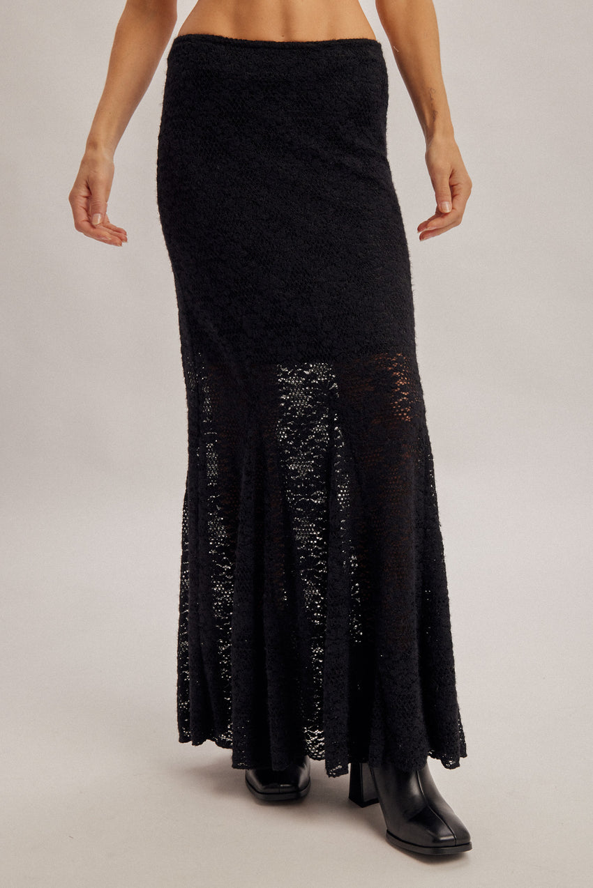 39540 Black Lace Midi Skirt
