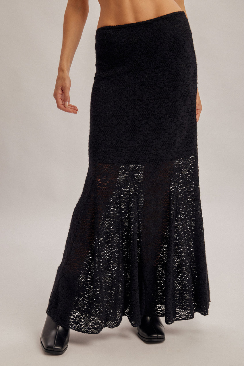 39540 Black Lace Midi Skirt