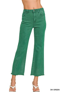 DMP-1847A Hunter Green Acid Wash Bootcut