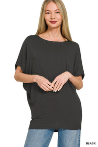 HW-2759 Black Boat Neck Top