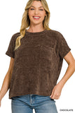 HW-2796Y Chenille SS Waffle Sweater