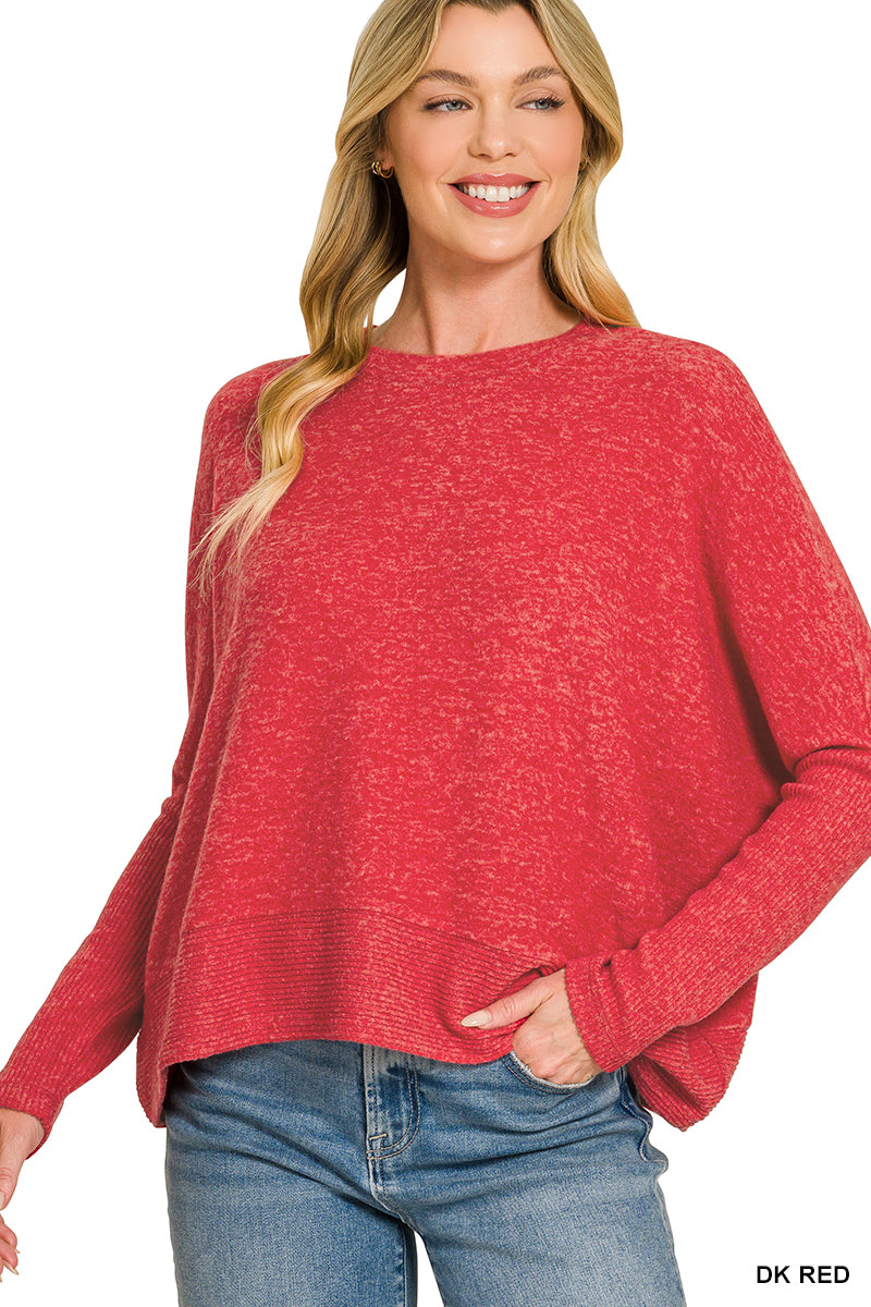 HT2261A5 Dk Red Brushed Sweater