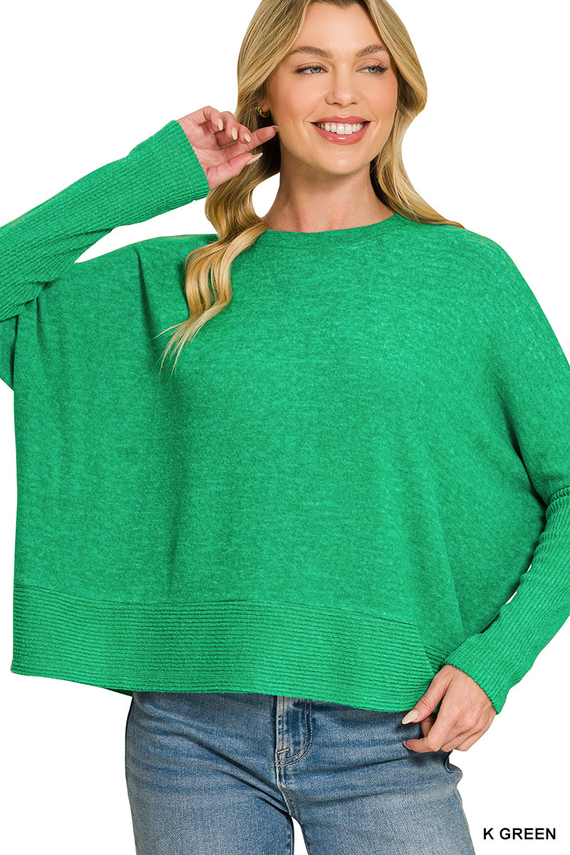 HT-2261A5 Kelly Green Brushed Sweater