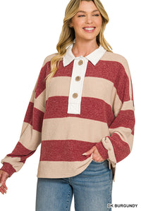 HT-2261A5 Striped Polo Sweater