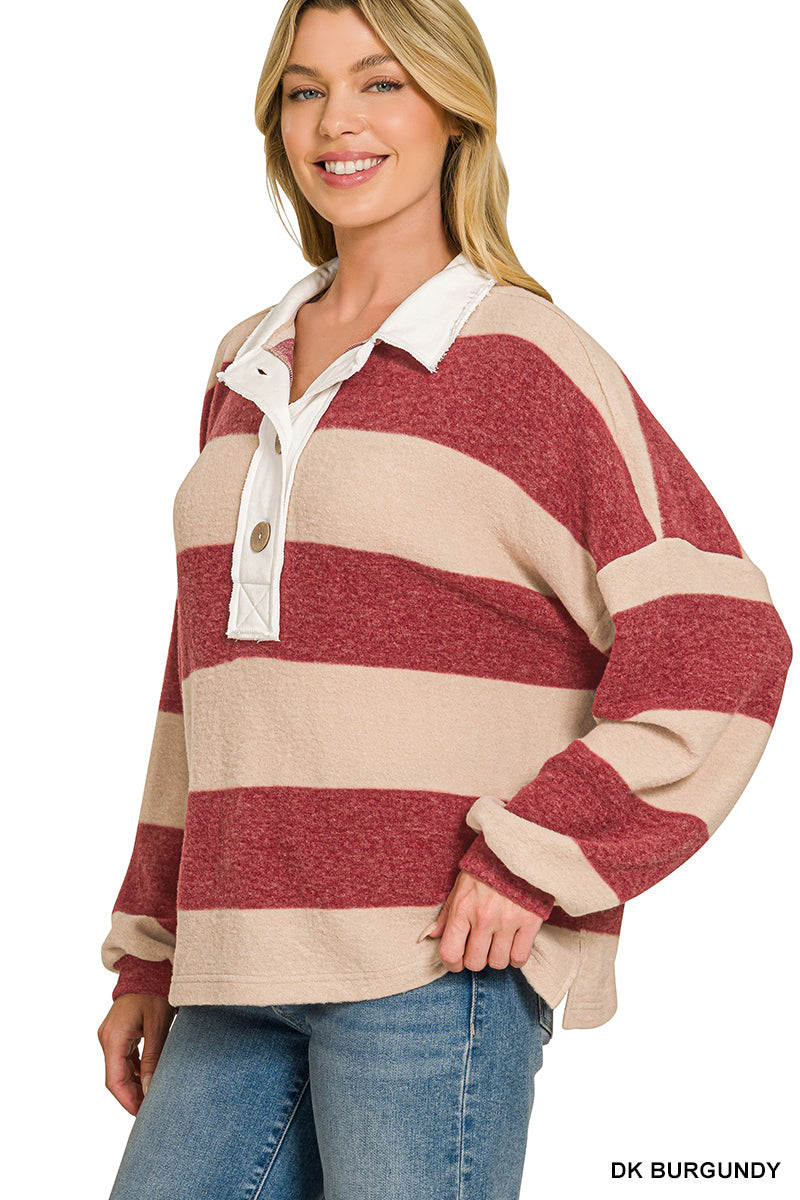 HT-2261A5 Striped Polo Sweater
