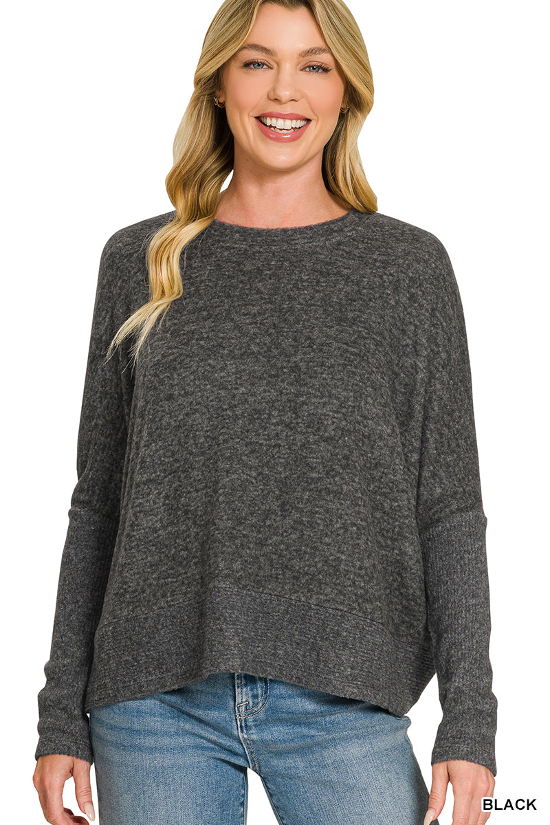 HT-2261A5 Black Brushed Sweater