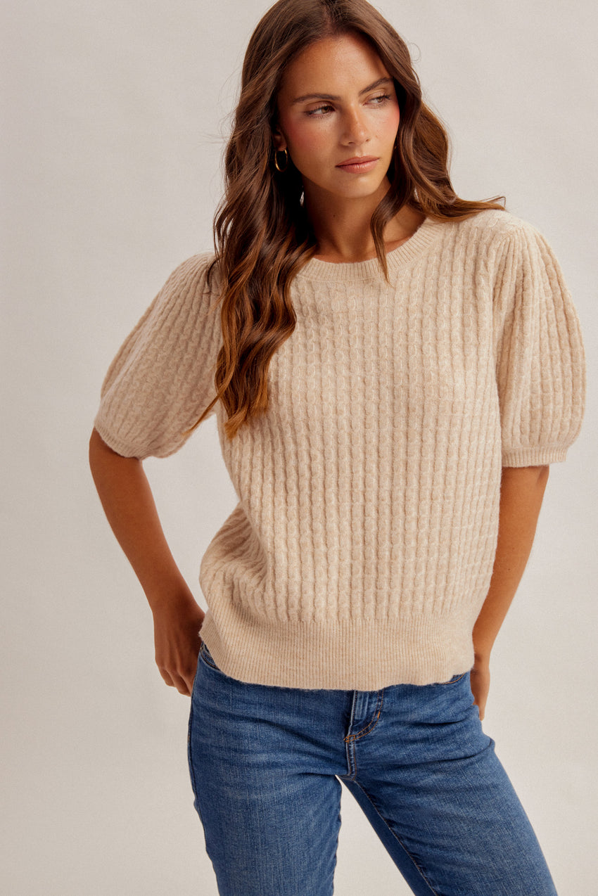 34539 SS Cable Knit Sweater