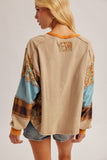 34657 Paisley Mixed Terry Top