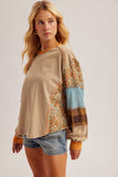 34657 Paisley Mixed Terry Top