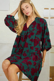 C6427 Velvet Floral Mini Dress