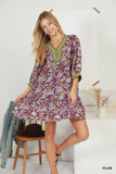 N7053 Floral Print Boho Dress