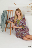 N7053 Floral Print Boho Dress