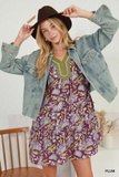 N7053 Floral Print Boho Dress