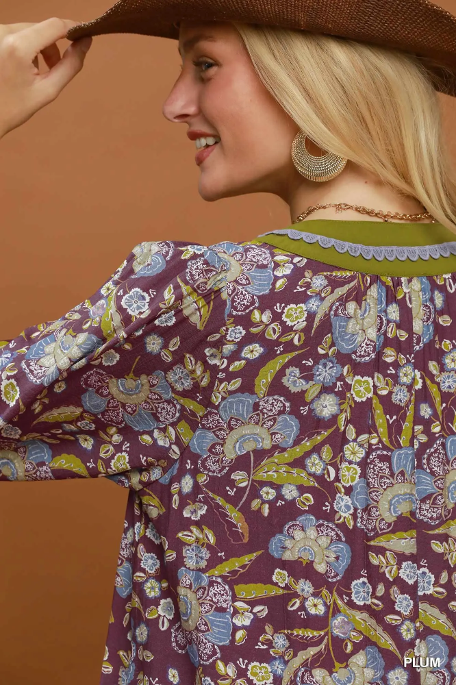 N7053 Floral Print Boho Dress