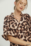 C6874 Animal Print Puff Sleeve Top