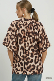 C6874 Animal Print Puff Sleeve Top
