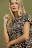 C6898 Velvet Leopard Smocked Peplum Top