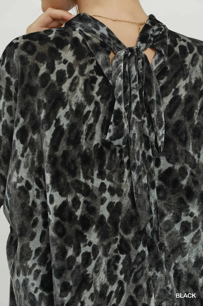 C6906 Leopard Print Velvet Poncho Top