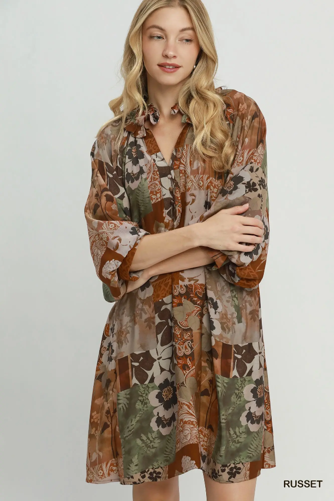 C7073 Mixed Floral Dress