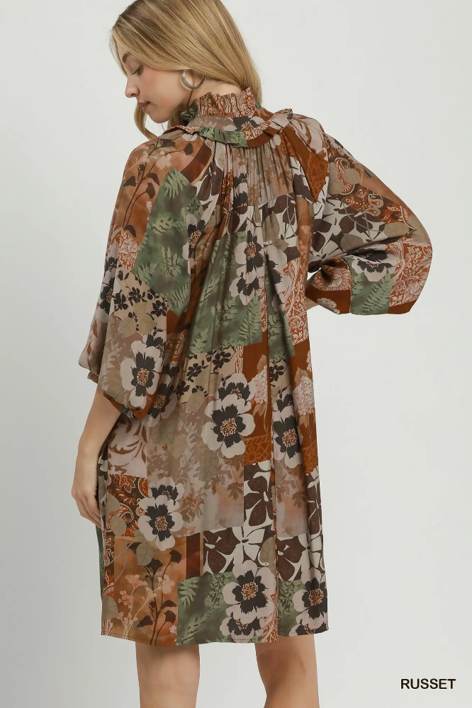 C7073 Mixed Floral Dress