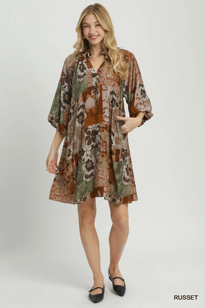 C7073 Mixed Floral Dress