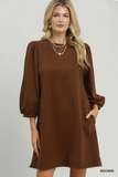 D1338 Brown French Terry Mini Dress