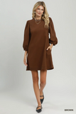 D1338 Brown French Terry Mini Dress