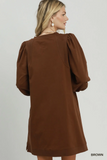 D1338 Brown French Terry Mini Dress