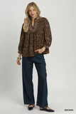 N7199 Leopard Print V-Neck Blouse