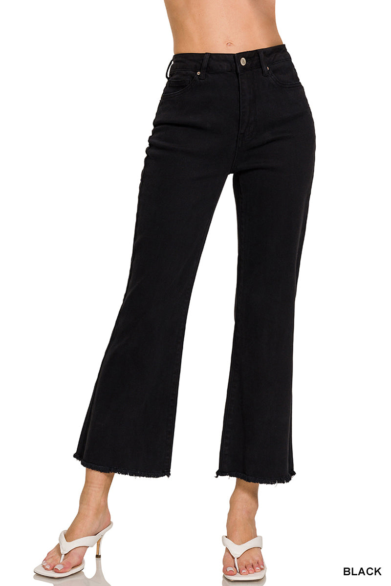 DMP-1874A Black Acid Wash Bootcut Pants