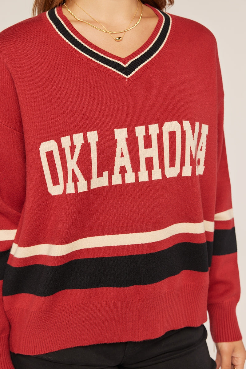 GW120K Oklahoma Varsity V-Neck Sweater