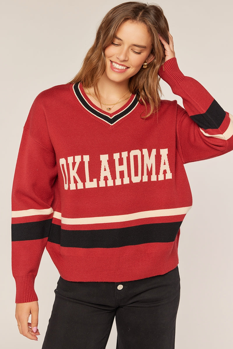 GW120K Oklahoma Varsity V-Neck Sweater