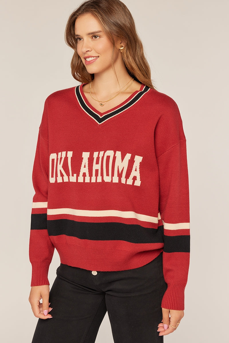 GW120K Oklahoma Varsity V-Neck Sweater