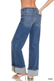 DYP9617DD Cuffed Wide Leg Pintuck Denim