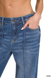 DYP9617DD Cuffed Wide Leg Pintuck Denim