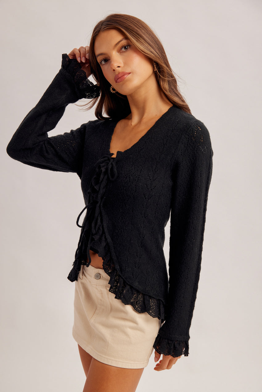 34628 Black Lace Cardigan