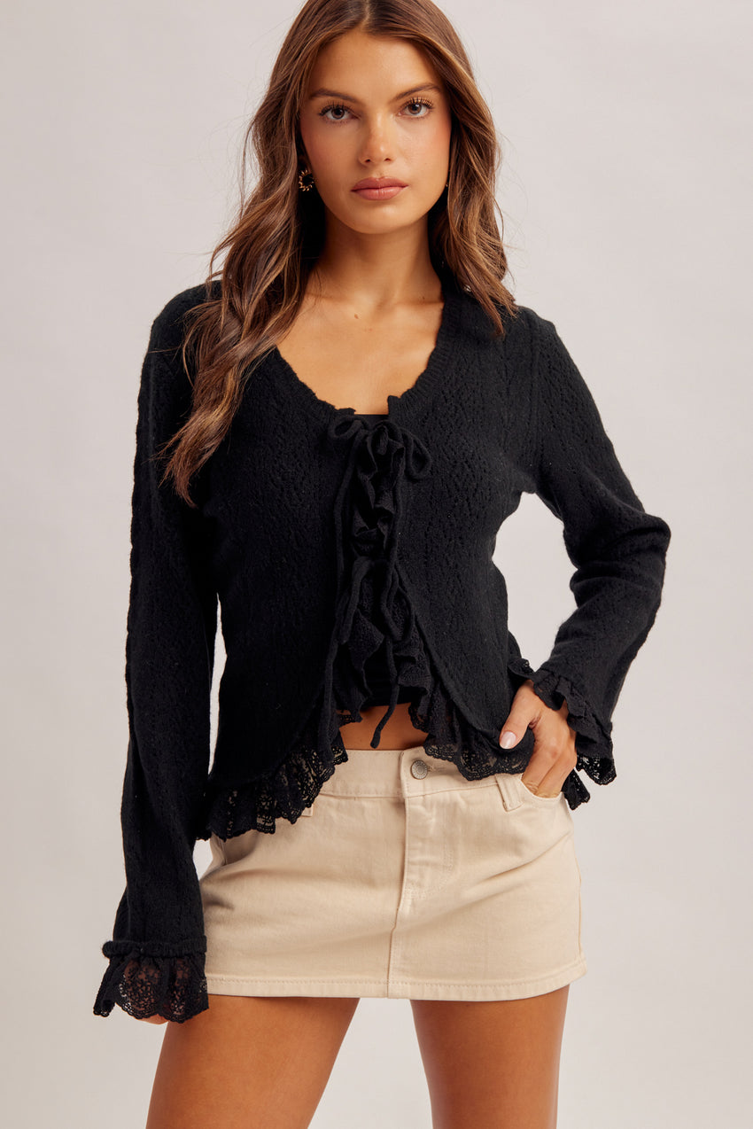 34628 Black Lace Cardigan