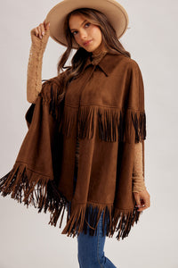 39555 Chocolate Fringe Poncho