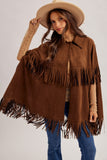 39555 Chocolate Fringe Poncho