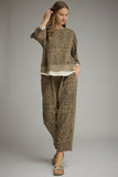 T34234 Olive Animal Print Top