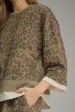 T34234 Olive Animal Print Top
