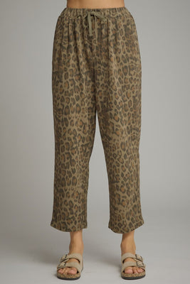 P34235 Olive Animal Print Pant