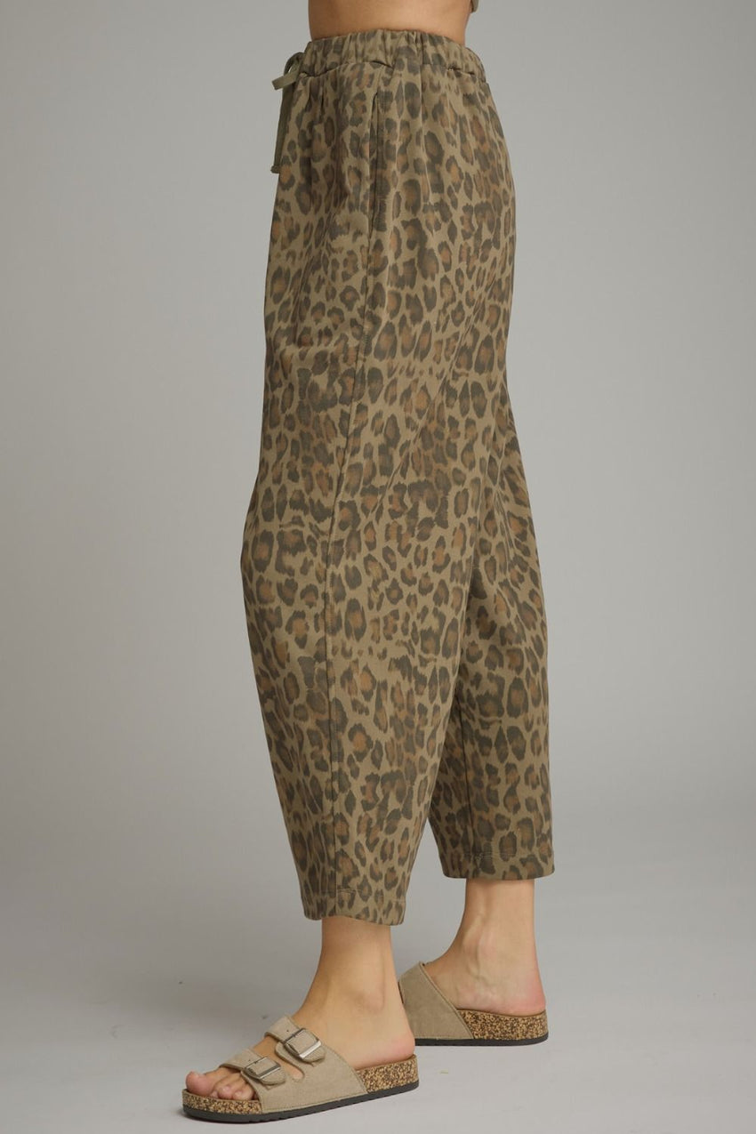 P34235 Olive Animal Print Pant