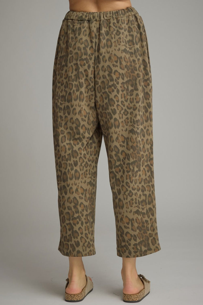 P34235 Olive Animal Print Pant