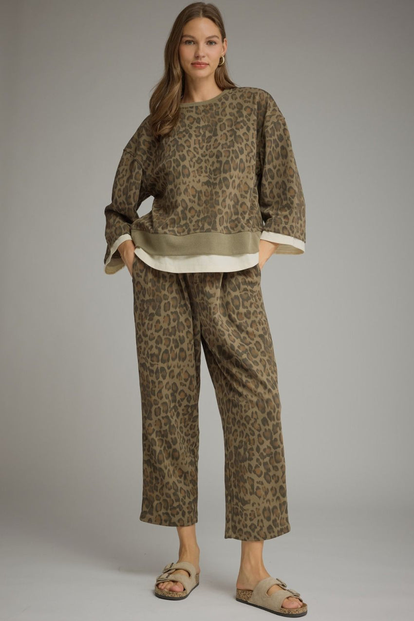 P34235 Olive Animal Print Pant