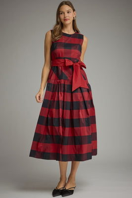 D33978 Red Gingham MIDI Dress