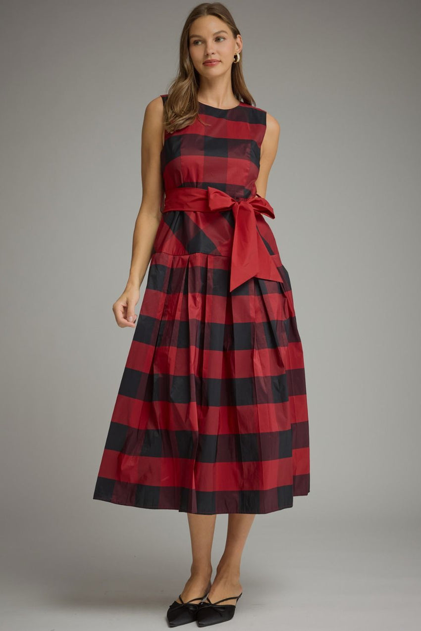 D33978 Red Gingham MIDI Dress