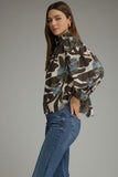 T33747 Ecru Print Puff Sleeve Top