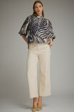 T34083 Navy Zebra Print Top